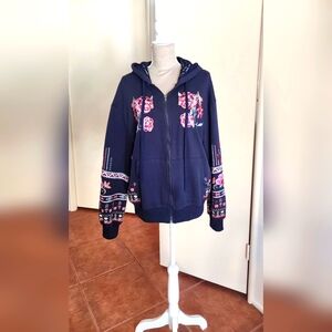 Blue embroidered hoodie size XL